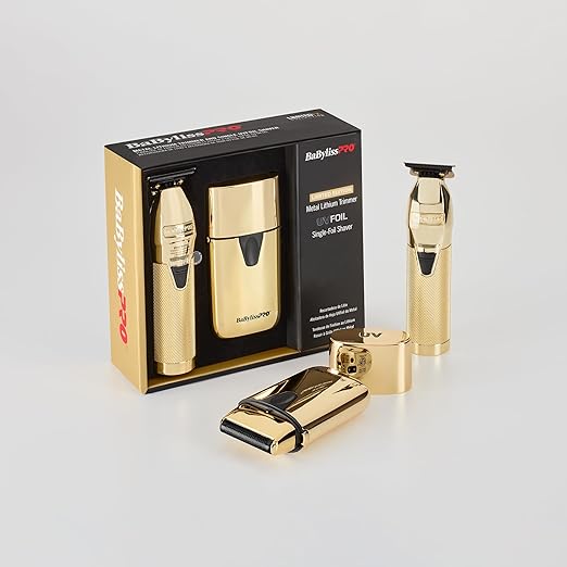 BaBylissPRO Limited Edition GoldFX Trimmer & UV Single-Foil Shaver Set (FXLFHOLPKG)