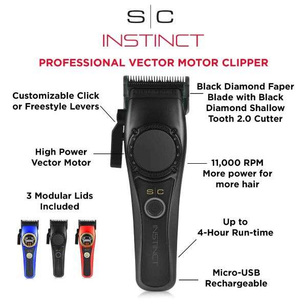 StyleCraft Instinct Cordless Hair Clipper w/ Vector Motor & Intuitive Torque Control (SC607M)