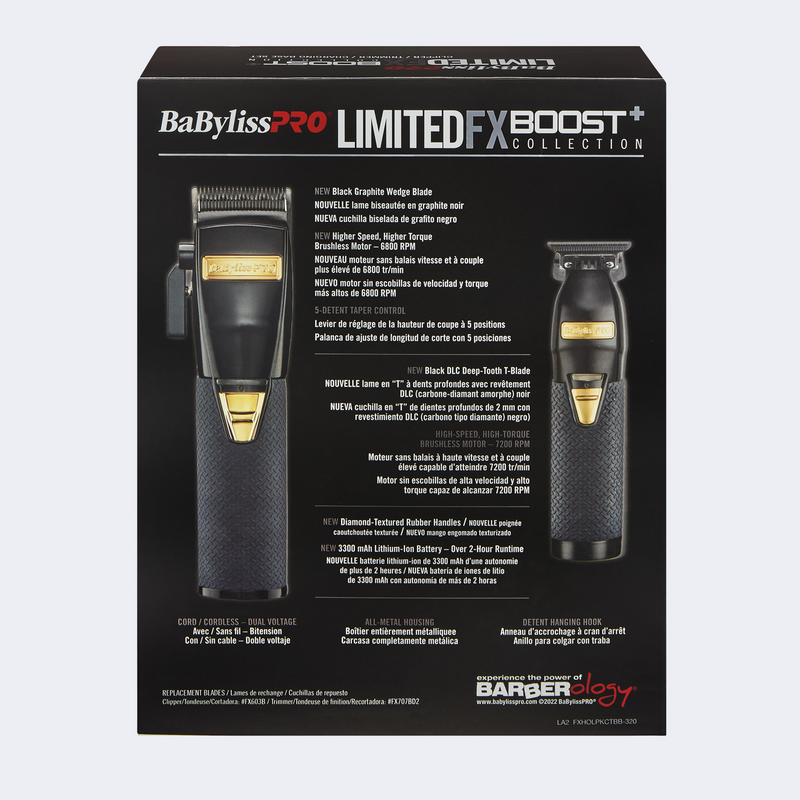 Clipper, Trimmer & Charging Base Set (Black) BabylissPro LimitedFX Boost+ Collection FXHOLPKCTB-B