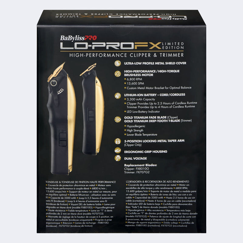 LO-PROFX Limited Edition Clipper & Trimmer in Gold by BabylissPro FXHOLPKLP-G